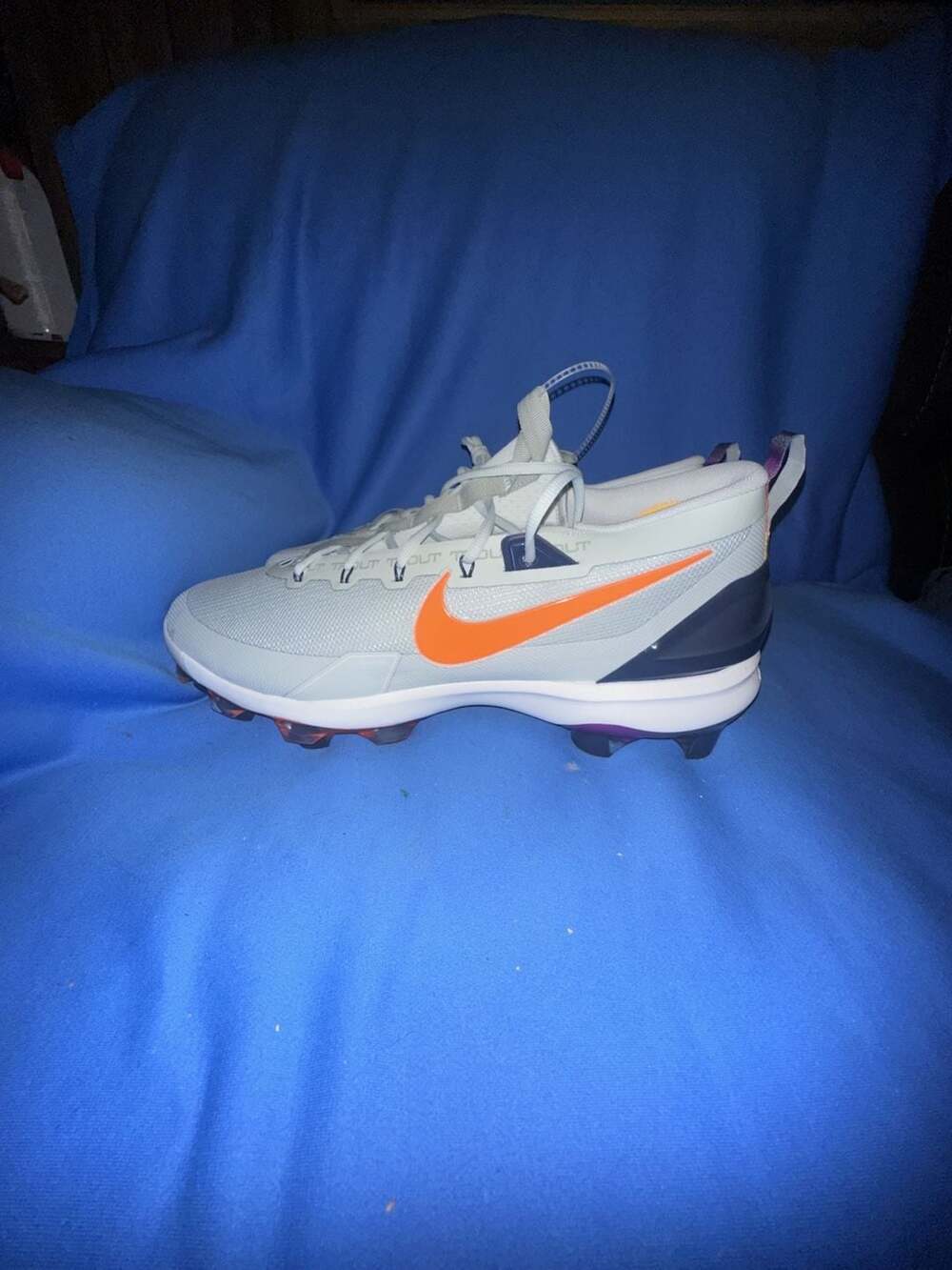 Nike Force Zoom Trout 9 Elite MCS Baseball Cleats Light Silver size 16